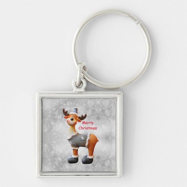 Chaveiro Renaldo Natal alce usando um chapéu      (Frente)