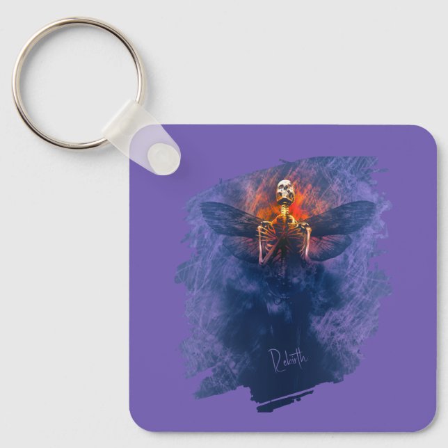 Chaveiro Renascimento. Esqueleto com asas ascensões (Frente)