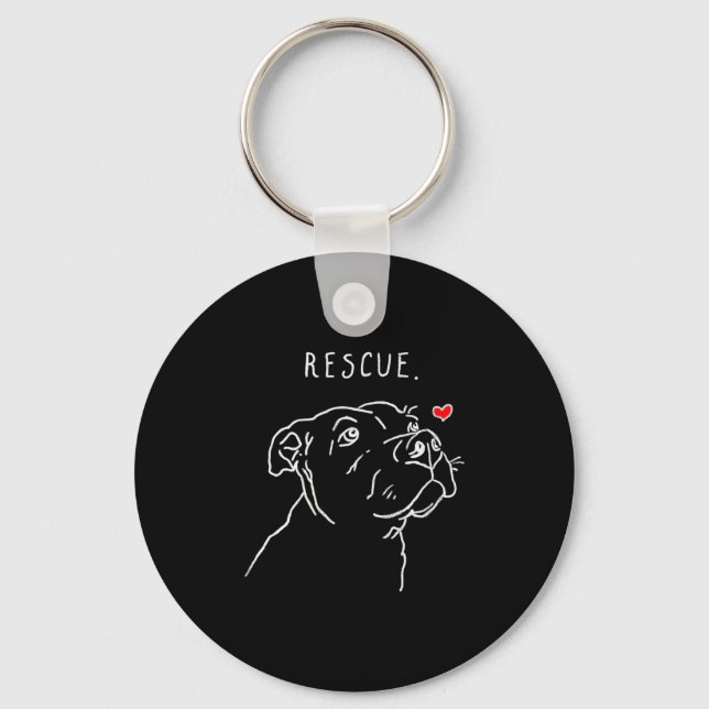 Chaveiro Rescue Dog, Tbull Drawing, Rescue Mom, Adopt Don't (Frente)