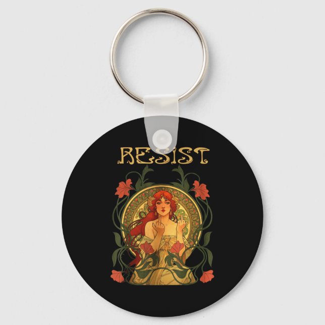 Chaveiro Resist Art Nouveau Mucha Anti-trump Women Feminist (Frente)