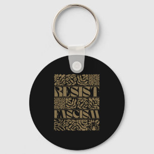 Chaveiro Resista ao Fascismo Boho Floral Sutil Anti Trump S