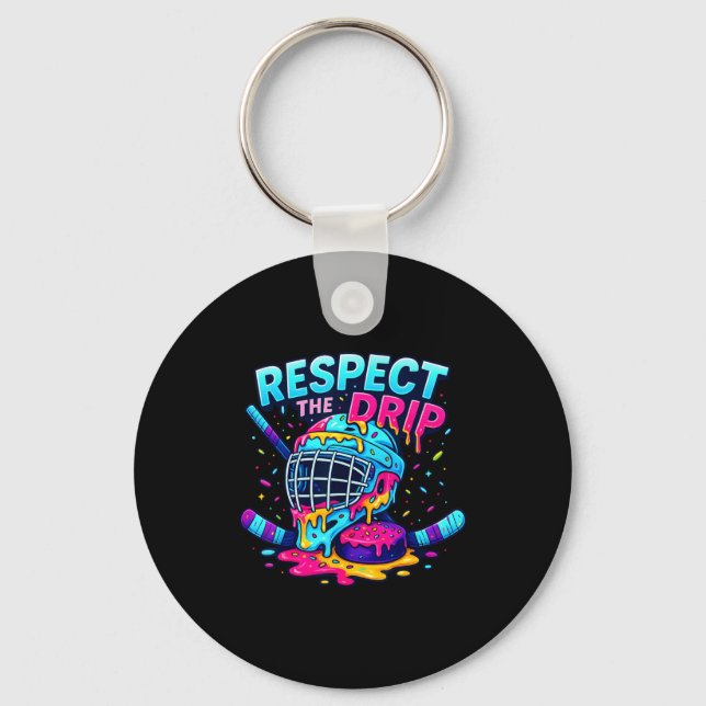 Chaveiro Respect The Drip Ice Hockey Stick &amp; Puck Dripn (Frente)
