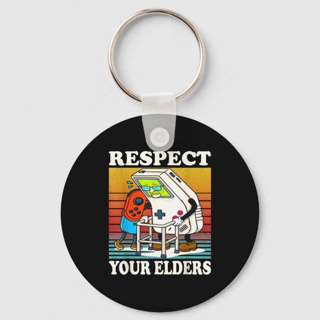 Chaveiro Respect Your Elders Gaming Control 80s Retro Funny (Frente)