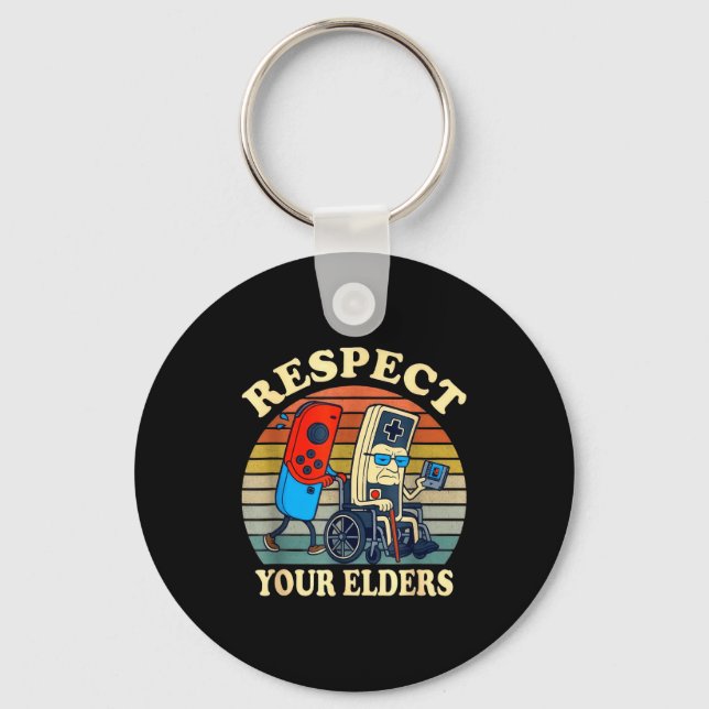 Chaveiro Respect Your Elders Gaming Control Retro Funny Gam (Frente)