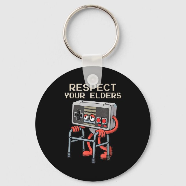 Chaveiro Respect Your Elders Gaming Control Retro Funny Gam (Frente)