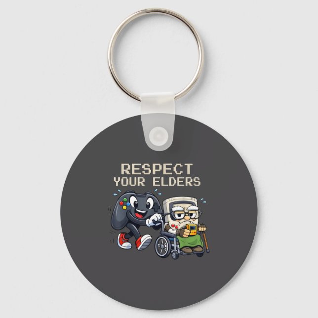 Chaveiro Respect Your Elders Gaming Control Retro Funny Gam (Frente)