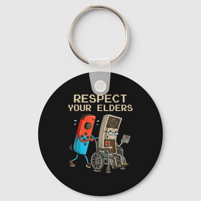 Chaveiro Respect Your Elders Retro Gaming Controller Funny  (Frente)