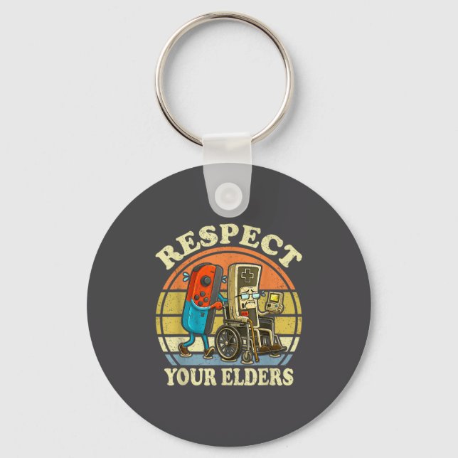 Chaveiro Respect Your Elders Retro Gaming Funny Controller  (Frente)