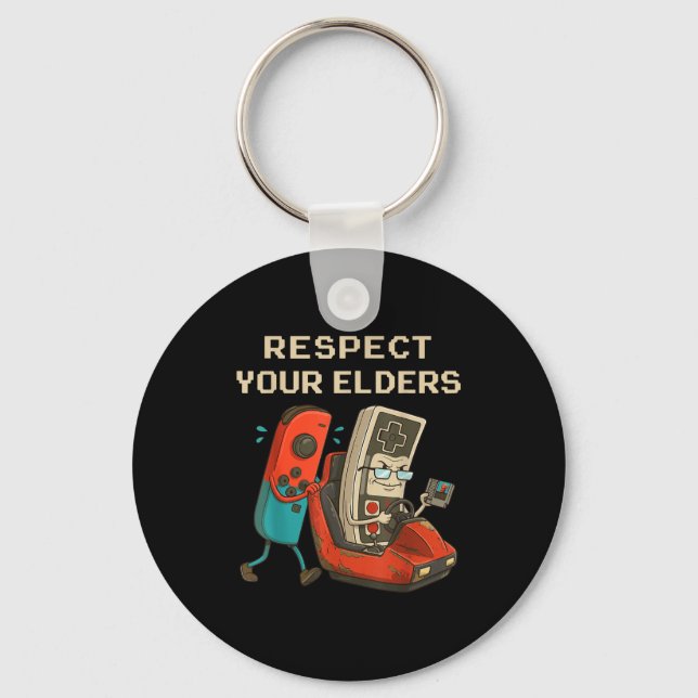 Chaveiro Respect Your Elders Retro Gaming Funny Gamer Contr (Frente)