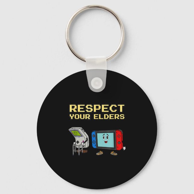 Chaveiro Respect Your Elders Retro Gaming Funny Gamer Contr (Frente)