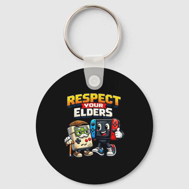 Chaveiro Respect Your Elders Retro Gaming Funny Gamer Contr (Frente)