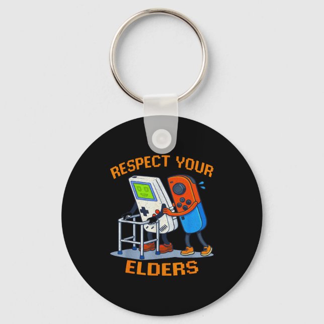 Chaveiro Respect Your Elders Retro Gaming Funny Gamer Contr (Frente)