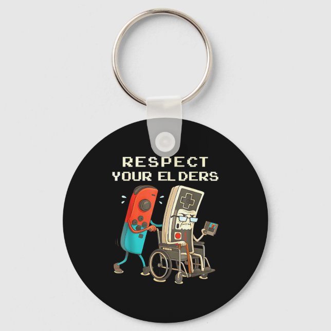 Chaveiro Respect Your Elders Retro Gaming Funny Gamer Contr (Frente)