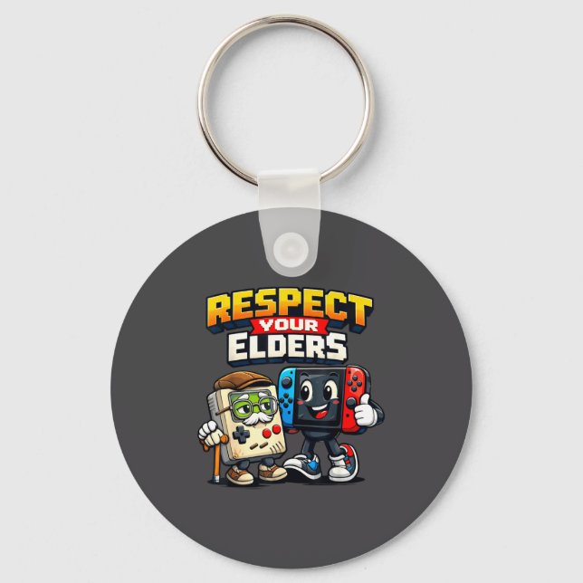 Chaveiro Respect Your Elders Retro Gaming Funny Gamer Contr (Frente)