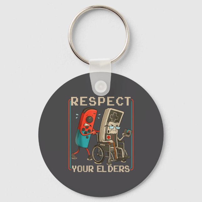 Chaveiro Respect Your Elders Retro Gaming Funny Gamer Contr (Frente)