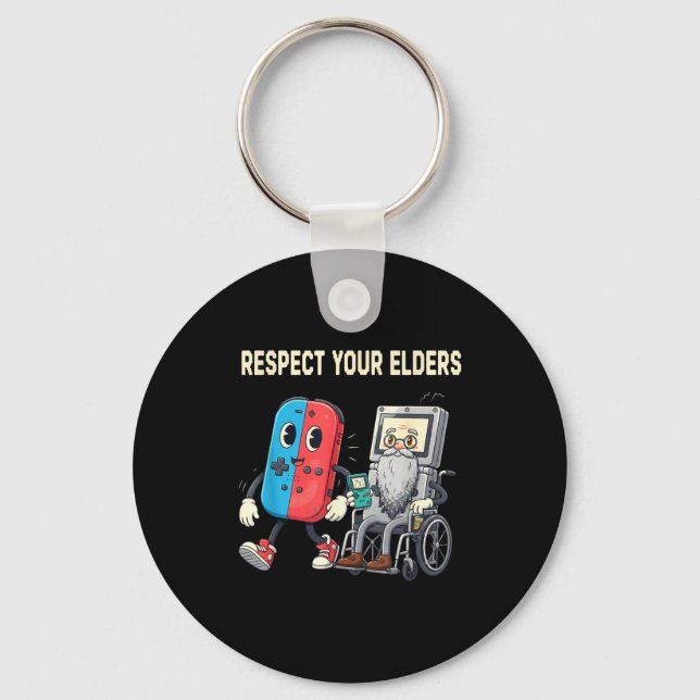 Chaveiro Respect Your Elders Retro Gaming Funny Gamer Contr (Frente)