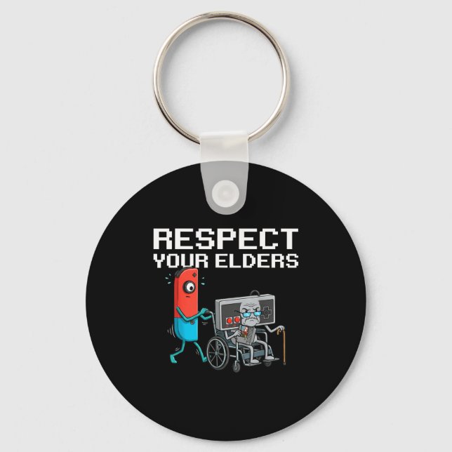 Chaveiro Respect Your Elders Retro Gaming Funny Gamer Contr (Frente)