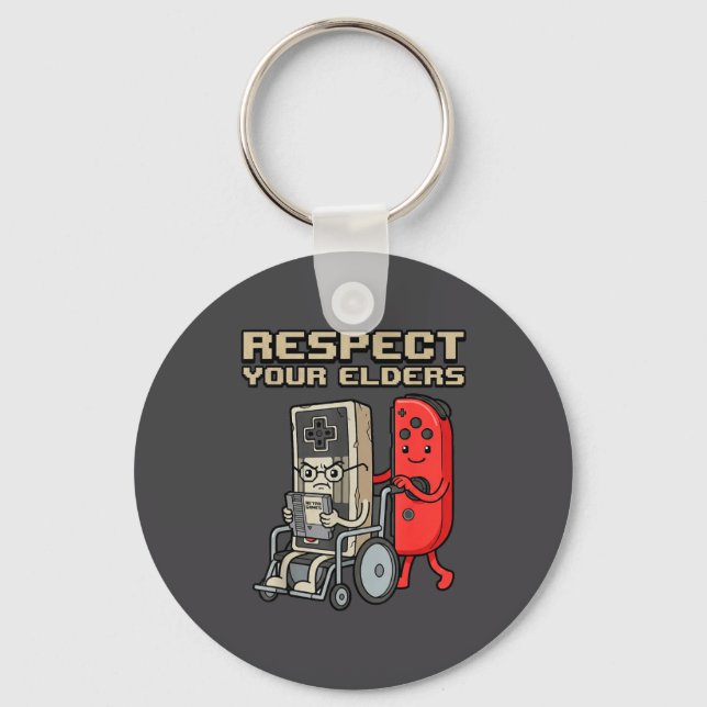 Chaveiro Respect Your Elders Retro Gaming Funny Gamer Contr (Frente)