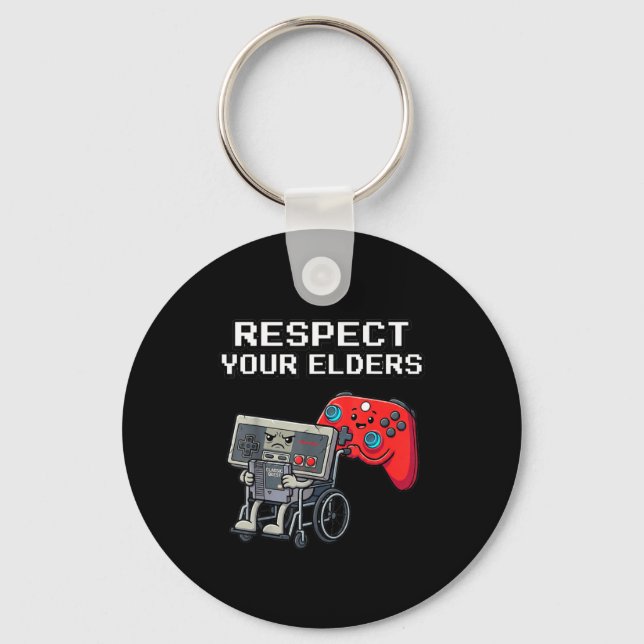 Chaveiro Respect Your Elders Retro Gaming Funny Gamer Contr (Frente)