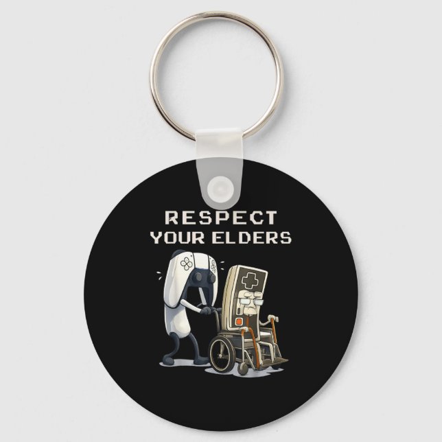 Chaveiro Respect Your Elders Retro Gaming Funny Gamer Contr (Frente)