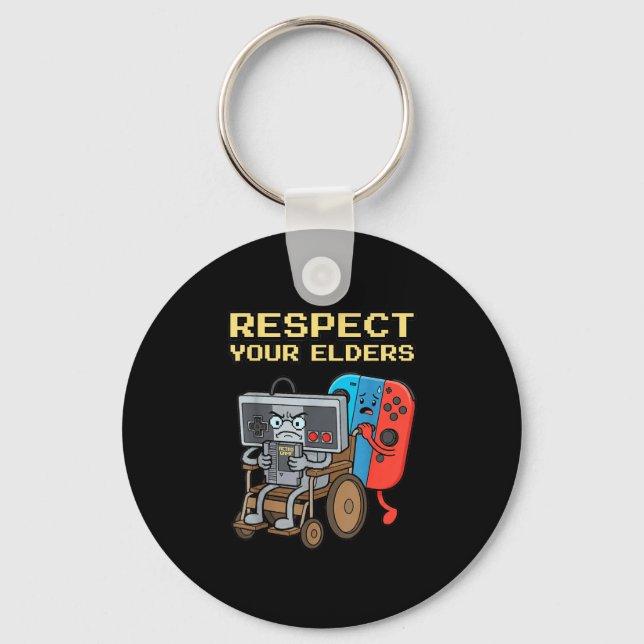 Chaveiro Respect Your Elders Retro Gaming Funny Gamer Contr (Frente)