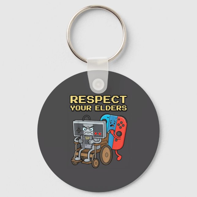 Chaveiro Respect Your Elders Retro Gaming Funny Gamer Contr (Frente)