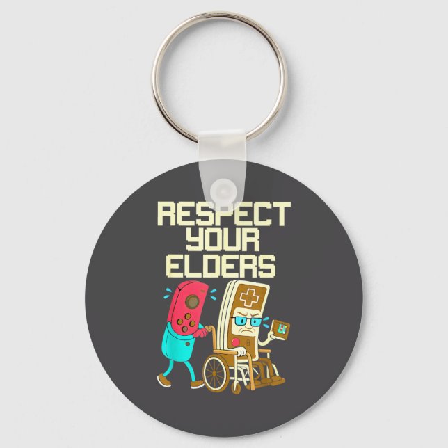 Chaveiro Respect Your Elders Retro Gaming Funny Gamer Contr (Frente)