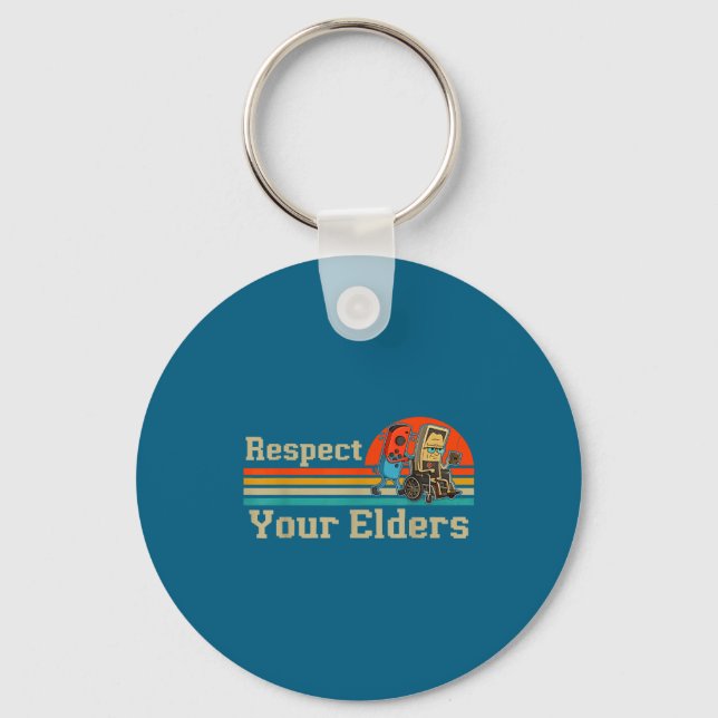 Chaveiro Respect Your Elders Retro Gaming Funny Gamer Contr (Frente)