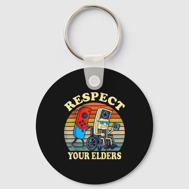 Chaveiro Respect Your Elders Retro Gaming Funny Gamer Contr (Frente)