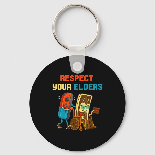 Chaveiro Respect Your Elders Retro Gaming Funny Gamer Contr (Frente)