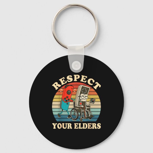 Chaveiro Respect Your Elders Retro Gaming Funny Gamer Contr (Frente)