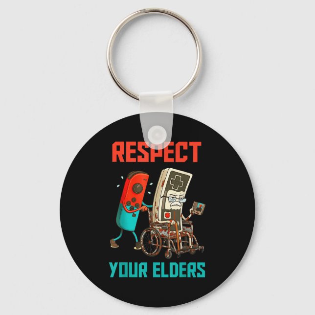 Chaveiro Respect Your Elders Retro Gaming Video Gamer 80s B (Frente)