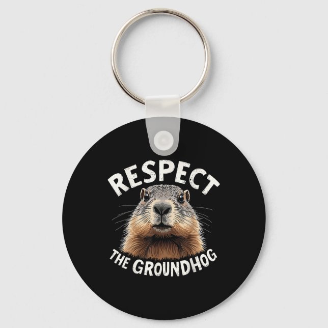 Chaveiro Respeite O Dia De Celebração De Groundhog Com (Frente)