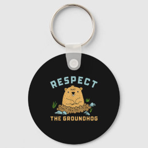 Chaveiro Respeite O Groundhog Imagem Divertida De Marmota