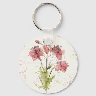 Chaveiro Respingo cor-de-rosa escuro floral