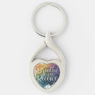 Chaveiro Respire, Acredite, Receba - Twisted Heart Keychain