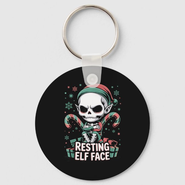 Chaveiro Resting Elf Face Funny Christmas Cute Creepy Women (Frente)