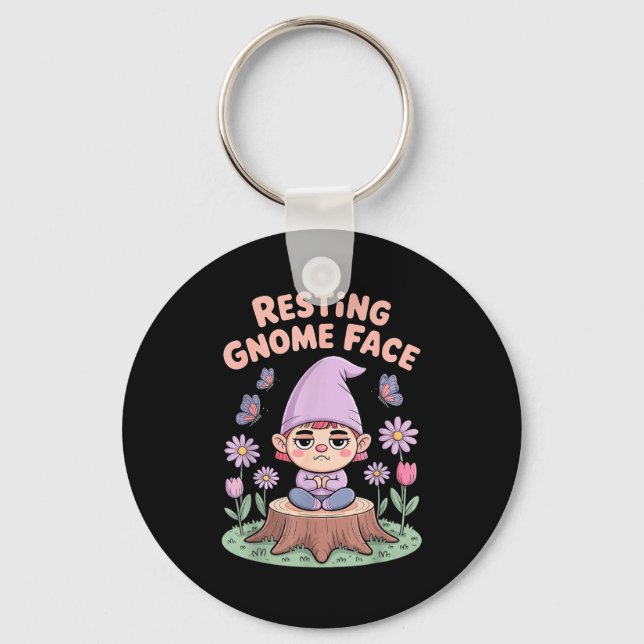 Chaveiro Resting Gnome Face Cute Funny Christmas Kawaii Car (Frente)