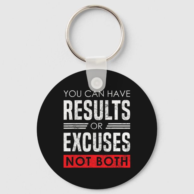 Chaveiro Results Or Excuses - Motivational Bodybuilding Quo (Frente)