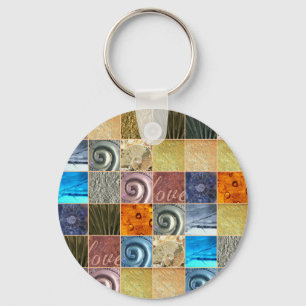 Chaveiro Retalhos coloridos do mosaico do amor do metal