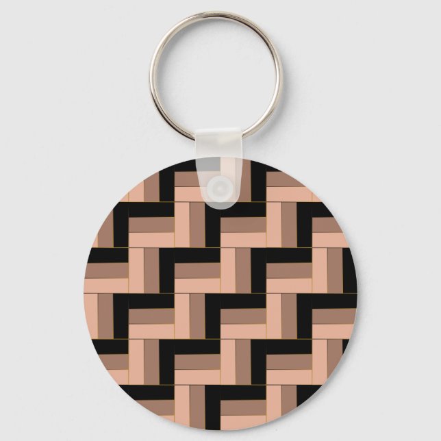 Chaveiro Retângulos Geométricos Pretos de Mocha Castanho (Frente)