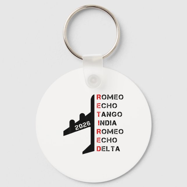 Chaveiro Retired Lot 2026 Phonetic Alphabet Retirement Gift (Frente)