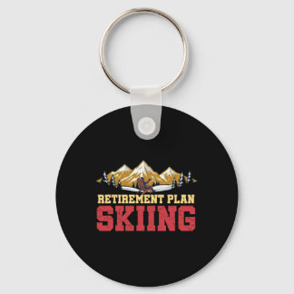 Chaveiro Retirement Plan Skiing Vintage Sunset Retro Skier 