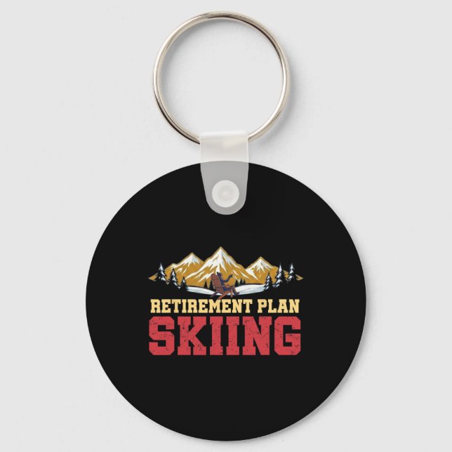 Chaveiro Retirement Plan Skiing Vintage Sunset Retro Skier  (Frente)