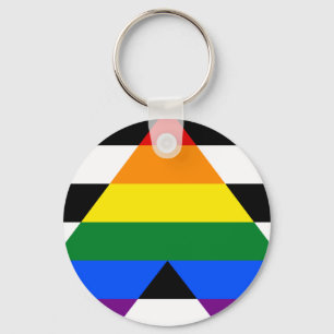 Chaveiro reto da bandeira do aliado de LGBT