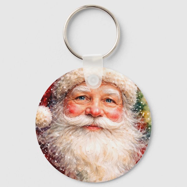Chaveiro Retrato Alegre do Papai Noel de Natal (Frente)