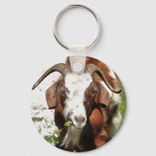 Chaveiro Retrato Artístico Whimsical De Um Grazing De Cabra