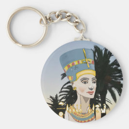 Chaveiro Retrato Colorido de Nefertiti e Palmeiras