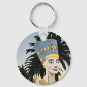 Chaveiro Retrato Colorido de Nefertiti e Palmeiras