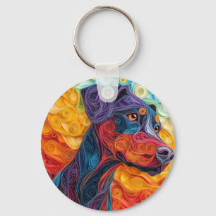 Chaveiro Retrato Colorido Doberman Pincher Dog